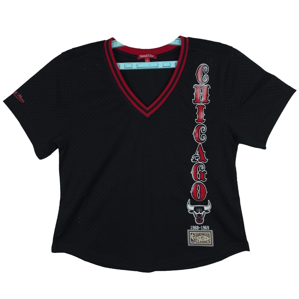 Chicago Bulls Mitchell & Ness NBA Womens‎ Small Crop Top Jersey Black New